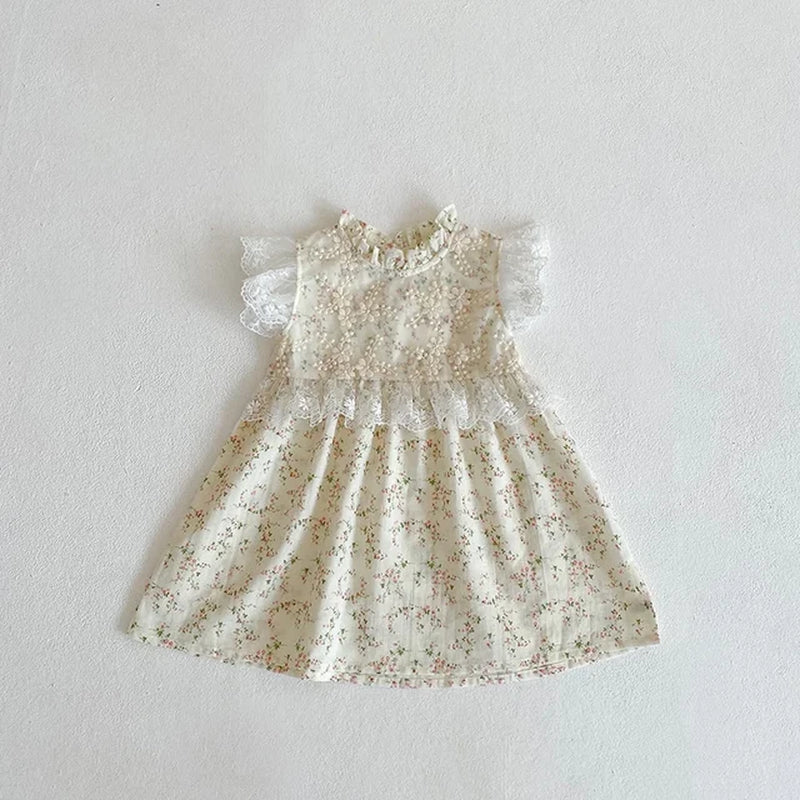 Vintage Baby Girl Dresses Spring Summer Baby Girls Clothes Floral Girls Dresses for Party Kids Dress 0-6Y