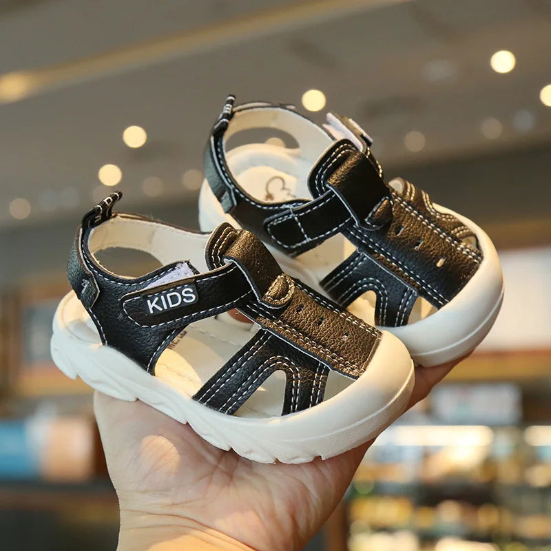 Summer Infant Sandals Baby Girls Boys Anti-Collision Toddler Shoes Soft Bottom Genuine Leather Kids Children Beach Sandals