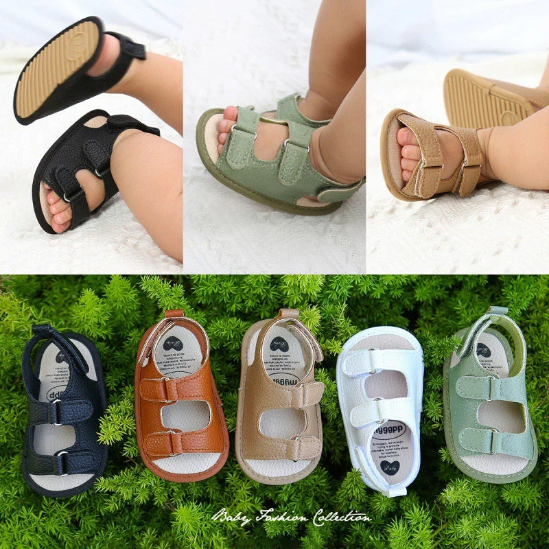 Stylish Summer Baby Sandals for Boys & Girls Non-Slip PU First Walkers with Solid Colors 0-18 Months