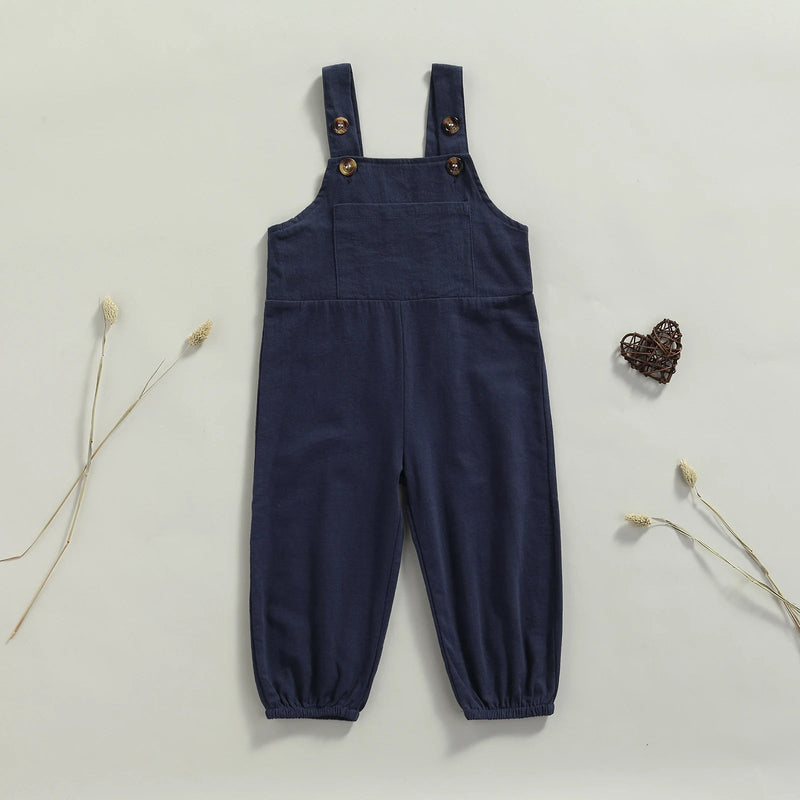 1-6Y Kids Suspender Pants Overalls Baby Boys Girls Clothes Solid Color Button Loose Bib Pants Children Romper Jumpsuits