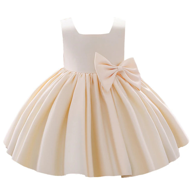 Big Bow Princess Sweet Kids Tutu Toddler Birthday Party Newborn Christening Children Baptism Baby Girls Clothes Summer Dresses