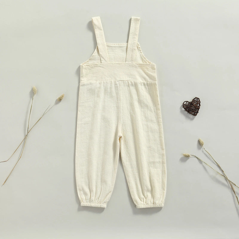 1-6Y Kids Suspender Pants Overalls Baby Boys Girls Clothes Solid Color Button Loose Bib Pants Children Romper Jumpsuits