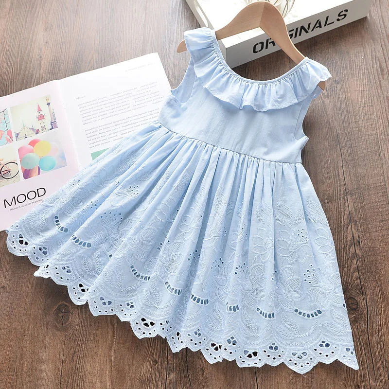 Girls Elegant Dresses 2023 New Summer Kids Party Costumes Girl Floral Princess Outfits Children Vestidos Clothing