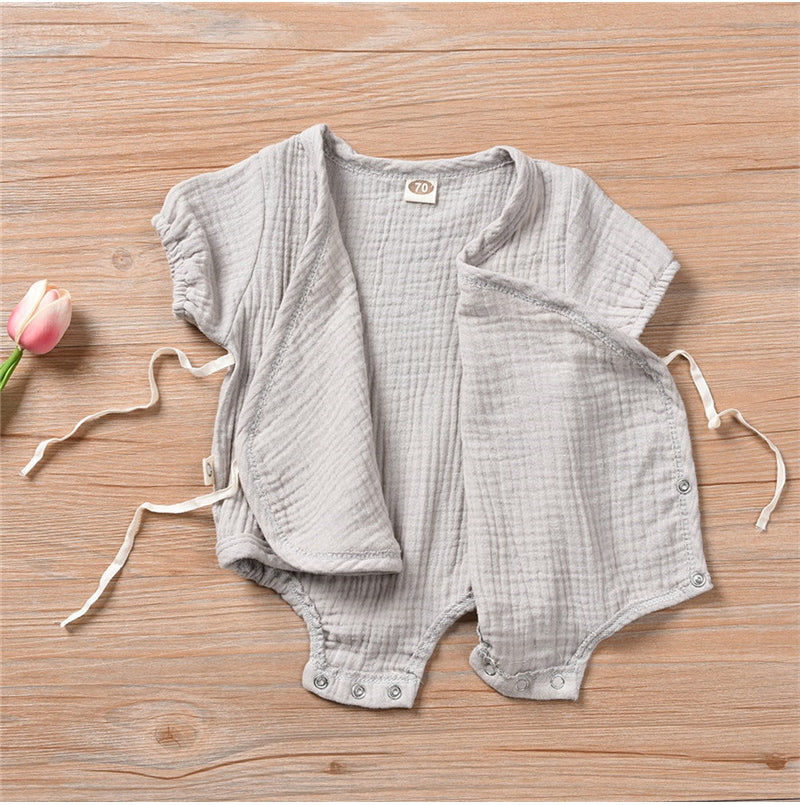 0-18M Kids Summer Short Sleeve Plain Romper Elegant Casual Cute Lovely Girls Outfits Newborn Sunsuit Baby Boy Clothes