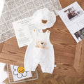 Summer Toddler Infant Baby Boys Girls Rompers Jumpsuits with Hat Bear Doll Decorated Baby One-Piece Overalls Cardigans