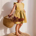 Girl Summer Lovely Dress 0-6Y Toddler Ruffle Sleeve Linen Cotton A-Line Party Dresses for Children Solid Casual Clothing