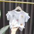 Summer Girls T-Shirt New Children'S Baby Cute Lace Short-Sleeved Top Little Girl Cotton Bottoming Shirt