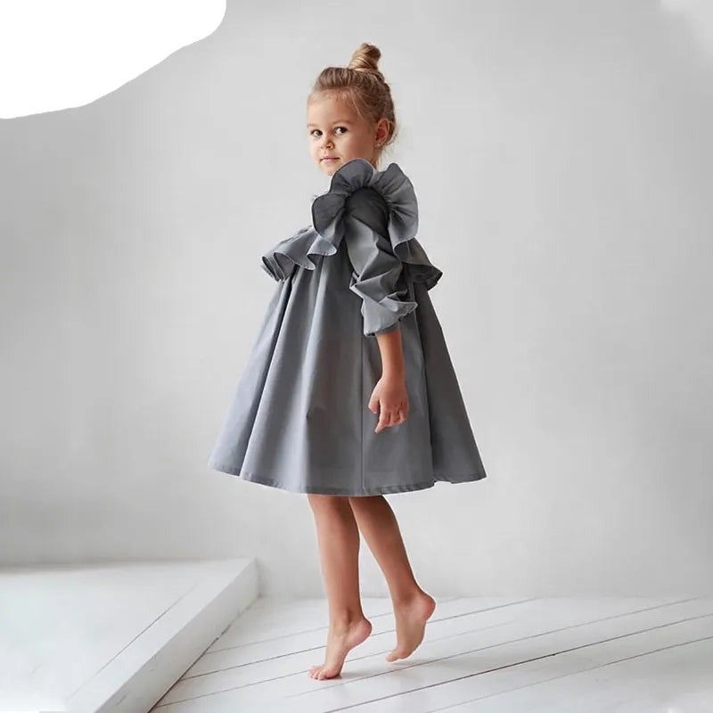 Baby Girl Cotton Princess Ruffle Dress Long Sleeve Spring Autumn Infant Toddler Girl Vestido High Quality Baby Clothes 2-10Y