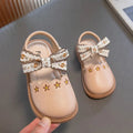 New Casual Shoes Girls Sandals French Style Toes Wrapped Round-Toe Kids Fashion Hook & Loop Children Flowers Print Bow Non-Slip