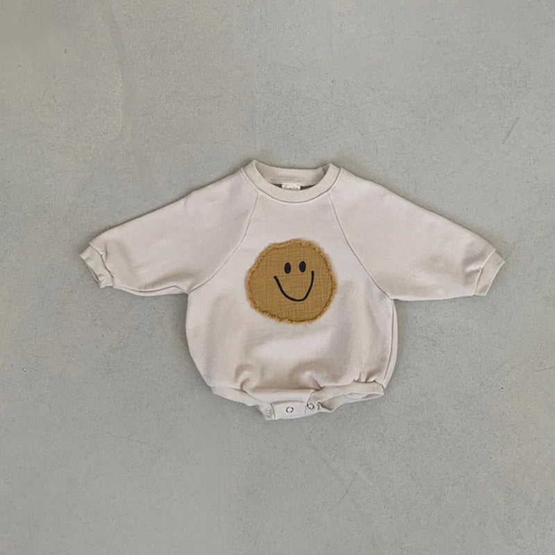 Baby Girls Boys Smiley Face Sweatshirt Romper Long Sleeve Romper Loose Cotton Infant Kids Hooded Body Bebe Fille Strampler Hot