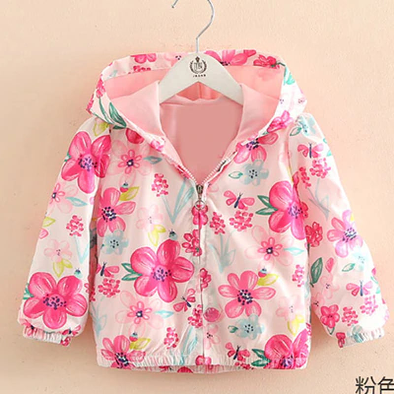 2021 Spring Autumn Girls Windbreaker Coat Jackets Baby Kids Flower Embroidery Hooded Outwear for Baby Kids Coats Jacket Clothing