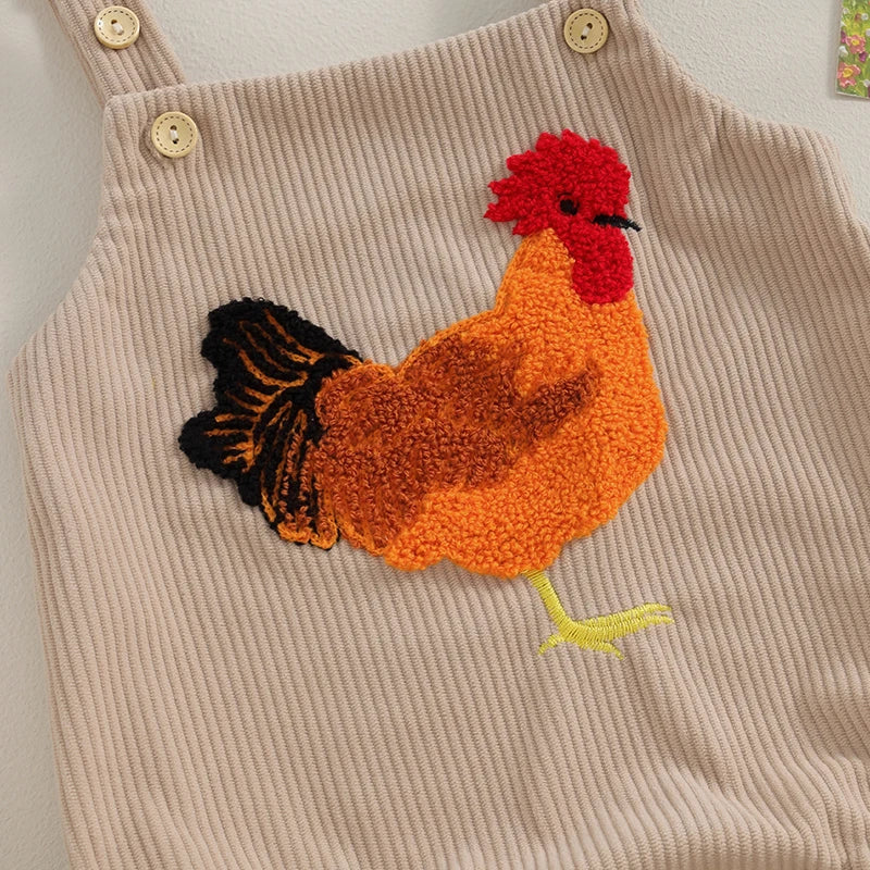 RWYBEYW Newborn Baby Boy Girl Farm Chicken Outfits 0 3 6 9 12 Months Corduroy Romper Overalls Infant Summer Clothes