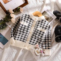 Girls' Autumn Winter Y2K Sweet Houndstooth Cardigan Long Sleeve Kawaii Kids Sweater Fashion Lively Cute Korean Children'S Tops