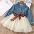 Baby Girls Long Sleeve Tutu Mesh Dresses Spring Toddler Polka Dot Bow Party Princess Young Children Clothes Simple Kid'S Costume