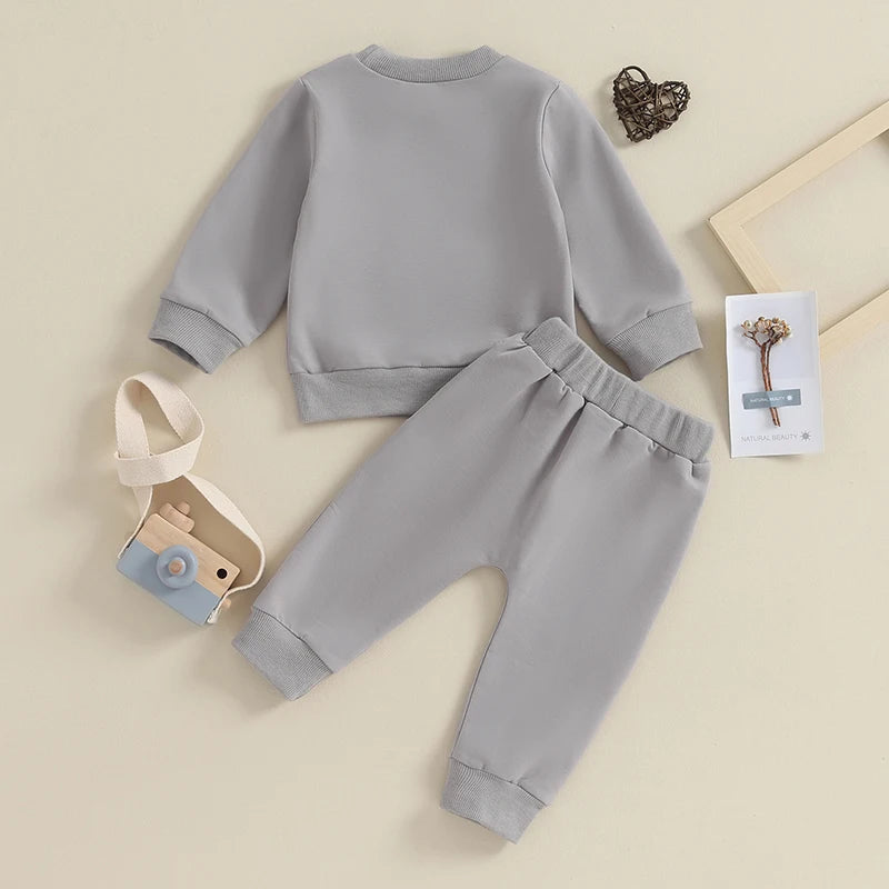 2023-09-20 0-3Y Newborn Toddler Baby Boy Fall Winter Outfits Letter Crewneck Sweatshirt Casual Pants Set 2Pcs Clothes