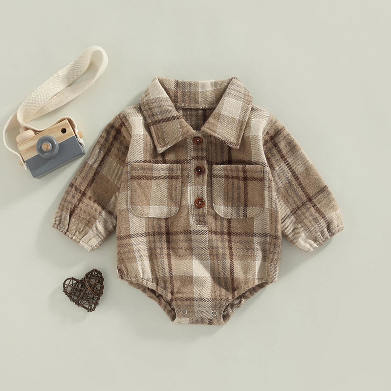 0-24M Christmas Newborn Infant Baby Boys Romper Plaid Print Jumpsuit Playsuit Autumn Spring Long Sleeve Toddler Clothes