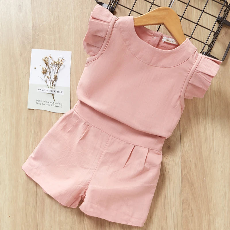 Kids Girls Clothing Sets Summer New Baby Girls Clothes Short Sleeve T-Shirt+Pant Dress 2Pcs Children Clothes Suits