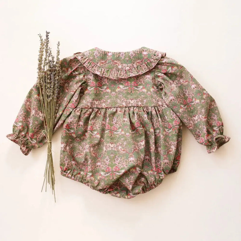 Vintage Floral Baby Girl Romper Spring Baby Girl Clothes for Wedding Party