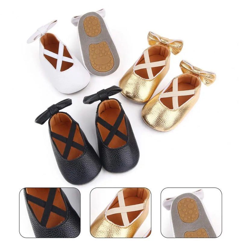 Newborn Soft Soles Girl Baby Shoes Non-Slip Rubber Soles Lovely Princess Shoes Breathable Leather Baby Walking Shoes