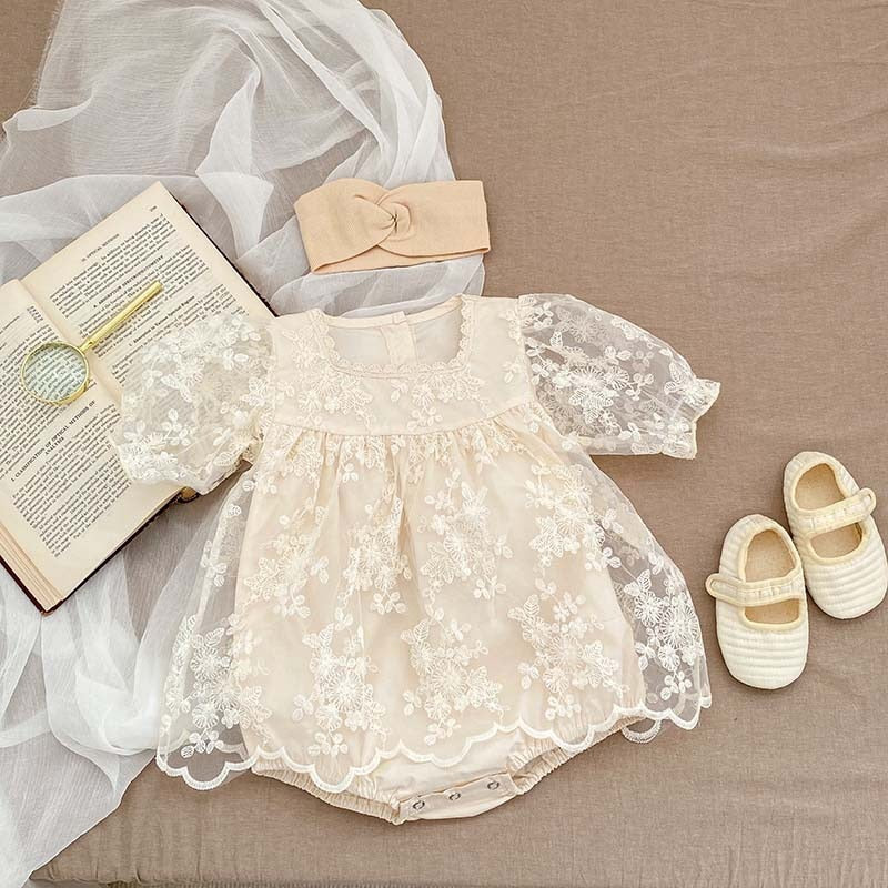 2023 Summer Baby Clothes Lace Embroidery Girls One Piece Toddler Girl Bodysuit