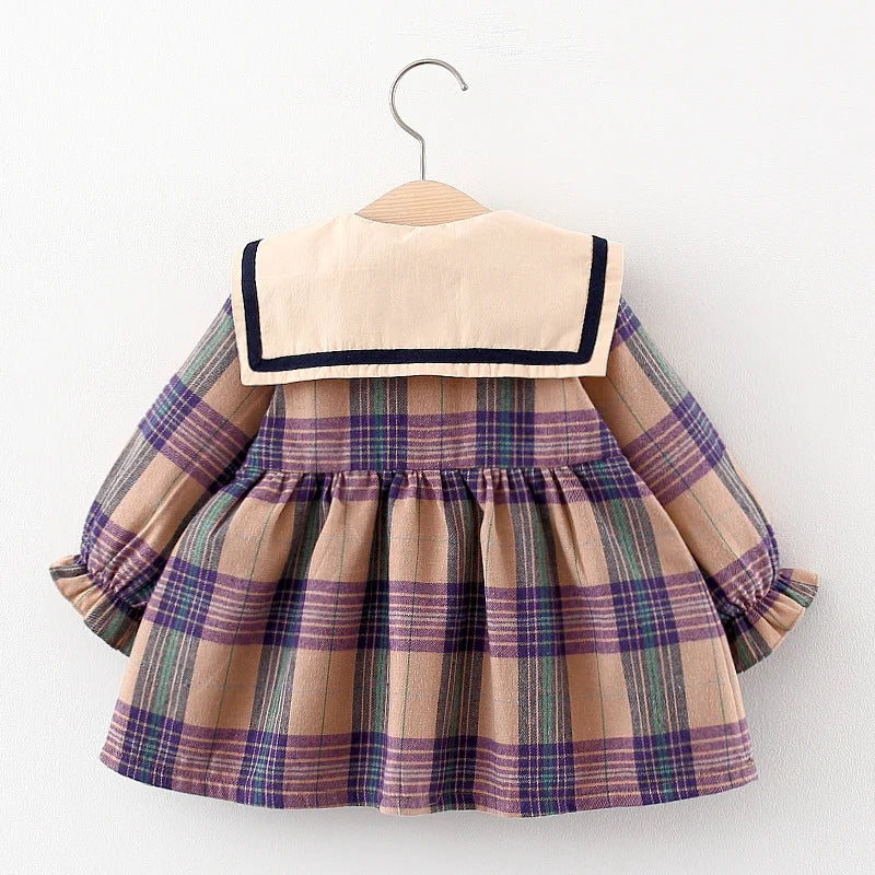 2024 Fall Newborn Baby Girl Dress Clothes Toddler Girls Princess Plaid Birthday Dresses for Infant Baby Clothing 0-2Y Vestidos