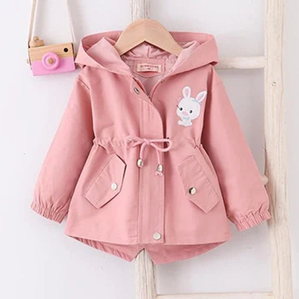 1-7 Years Baby Girls Jacket Spring and Autumn Casual Windbreaker Kids Outerwear Cute Rabbit Hooded Baby Coat Kids Clothes 2023