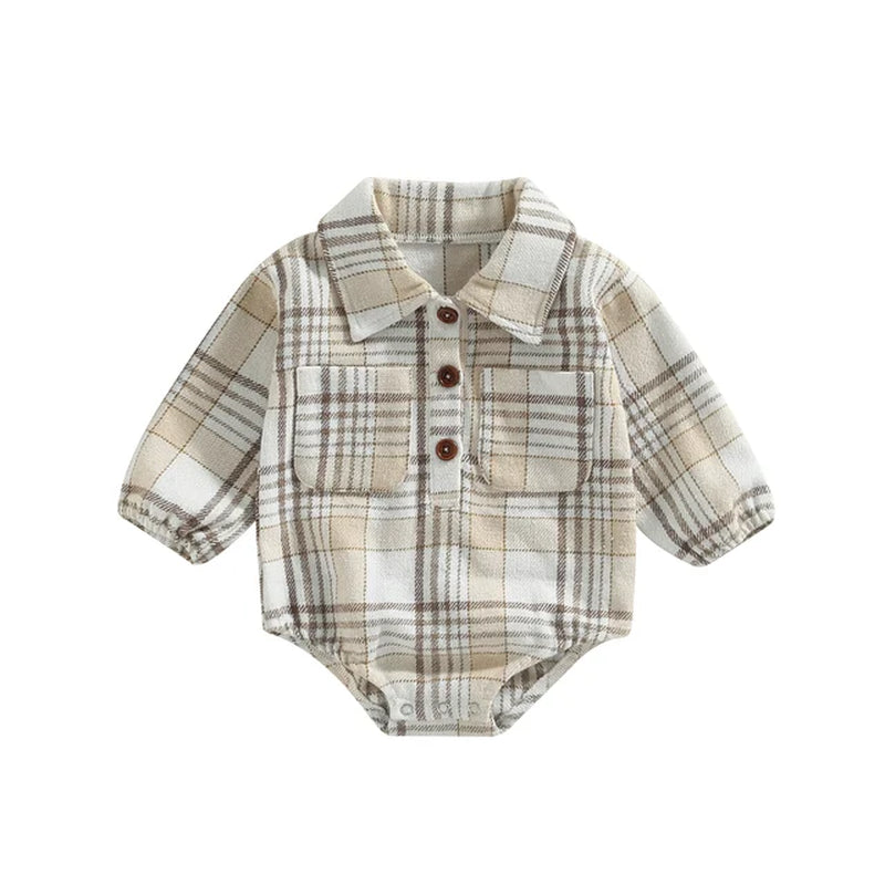 0-24M Christmas Newborn Infant Baby Boys Romper Plaid Print Jumpsuit Playsuit Autumn Spring Long Sleeve Toddler Clothes