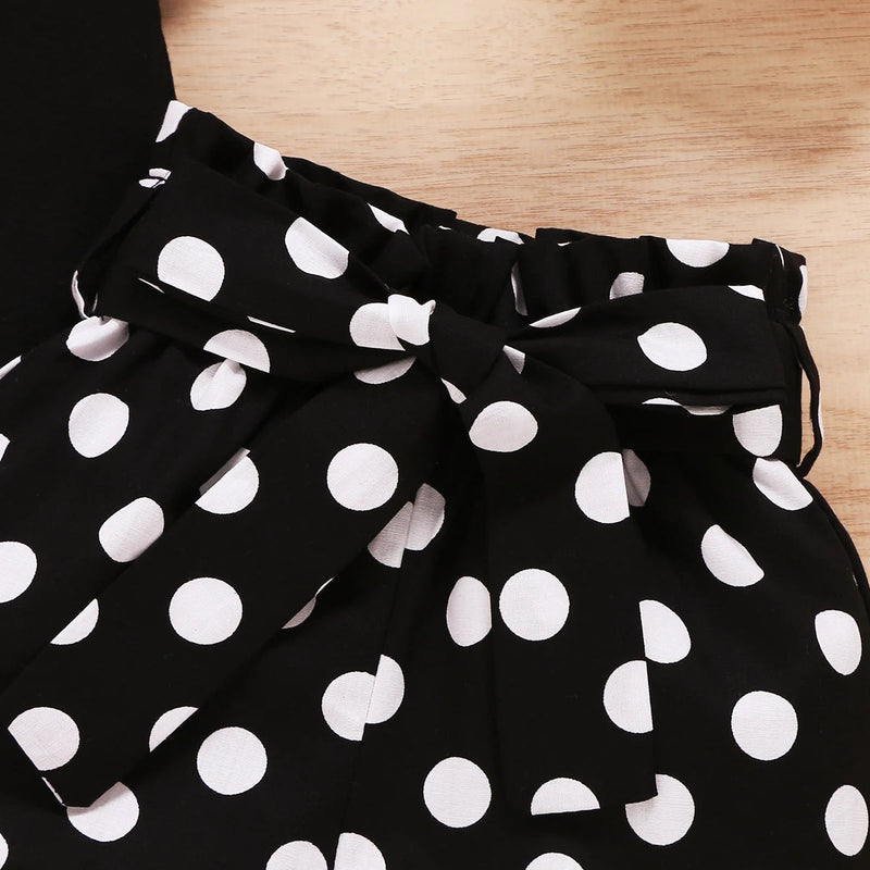 0-18Months Infants Baby Girl Set Black Short Sleeve Bodysuit + Polka Dot Shorts +Headband Newborn Baby Girl Summer Fashion 3Pcs