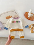 2024 Spring New Baby Cartoon Casual Set Infant Boy Girl Long Sleeve Bear Sweatshirt + Pants 2Pcs Suit Toddler Sports Outfits