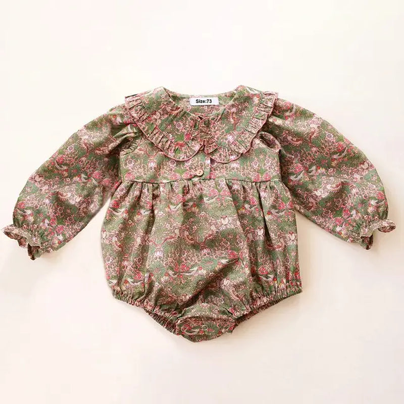 Vintage Floral Baby Girl Romper Spring Baby Girl Clothes for Wedding Party